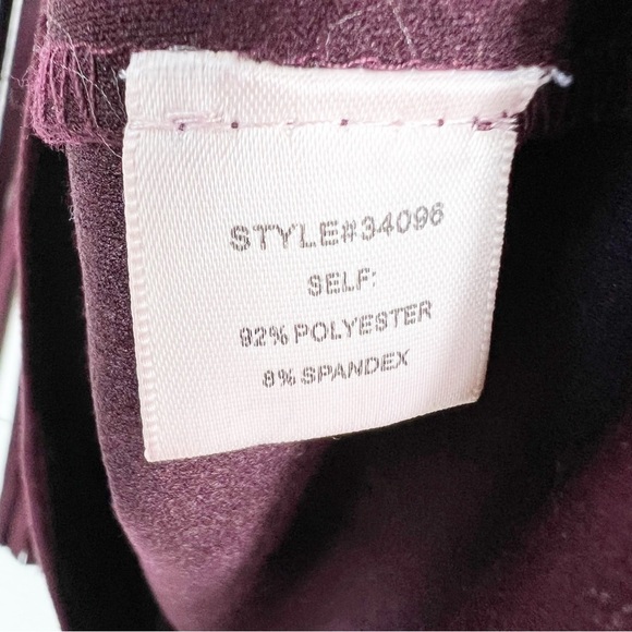 Skies Are Blue Fringe Top Short Sleeve Faux Suede Burgundy Small - Picture 4 of 5